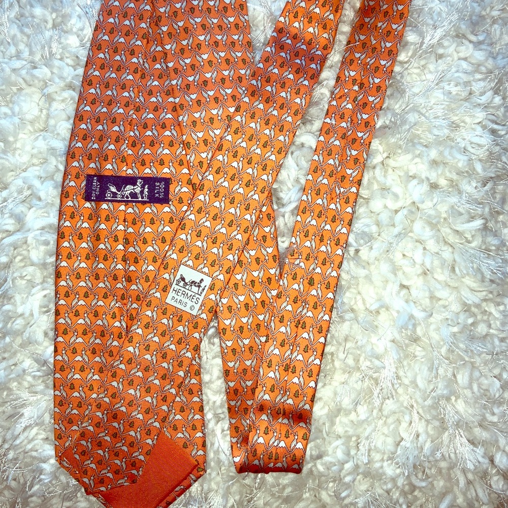 COPY - Hermès Orange Tie with Mountain Goats
